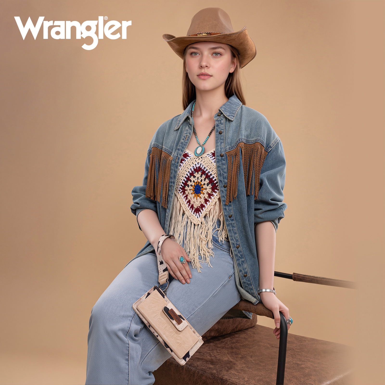 Wrangler Purses for Women Western Clutch Purse Rfid Wallet Womens, Tan