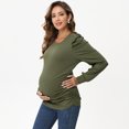 thumbnail image 3 of Maternity Shirts Women's Casual Tops Pregnancy Short Sleeve Striped Ruched Side Tunic Top, 3 of 5