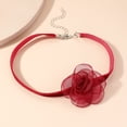 thumbnail image 2 of Collar de mujer de encaje negro vintage collar ligero y nicho vino rojo terciopelo camelia collar, 2 of 6