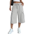thumbnail image 7 of Noric Women's High Waist Wide Leg Capri Pants Loose Fit Casual Drawstring Multi Pockets Lounge Pants, 7 of 7