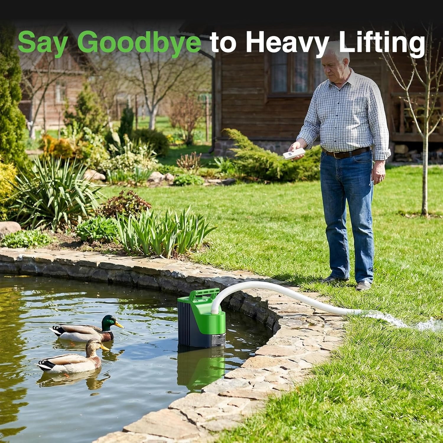 TaskStar Cordless Submersible Water Pump with Remote Control,  Battery Powered Sump Pump, Emergency Backup Water Drain Pump for Pool Pond Basement Garden Tub Camping