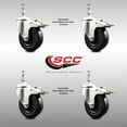 thumbnail image 2 of 4 Inch 316SS Hard Rubber Swivel 10mm Threaded Stem Caster Set Lock Brake SCC, 2 of 2