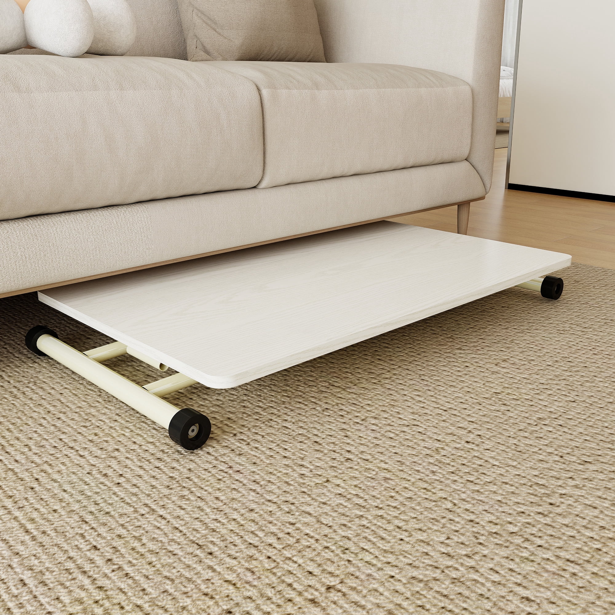 Adjustable Standing Table,Indoor & Outdoor, Table Portable, Adjustable Height, No Assembly Required (White)