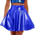 thumbnail image 2 of ALLLIST Skirt Women Party Mini Skirt Glossy Solid High Waist Blue Pleated A Frame Ladie Skirts, 2 of 4