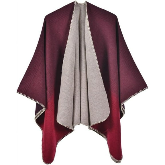 ZhangBaoLin Women Shawl Wrap Cardigan Poncho Cape Open Front Thick Travel Sweater Coat Knit Blanket Scarf