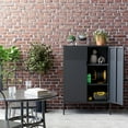 thumbnail image 5 of CHSHIN 47.2"H Black Metal Locker Storage Cabinet with 2-Mesh Doors,2-Shelves,3-Tier for Office,Home, 5 of 8