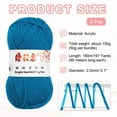 thumbnail image 2 of Uxcell 2Pcs Hilo de Ganchillo Azul Lago 4 Ply Hilo Acrílico 100g 197 Yardas, 2 of 6
