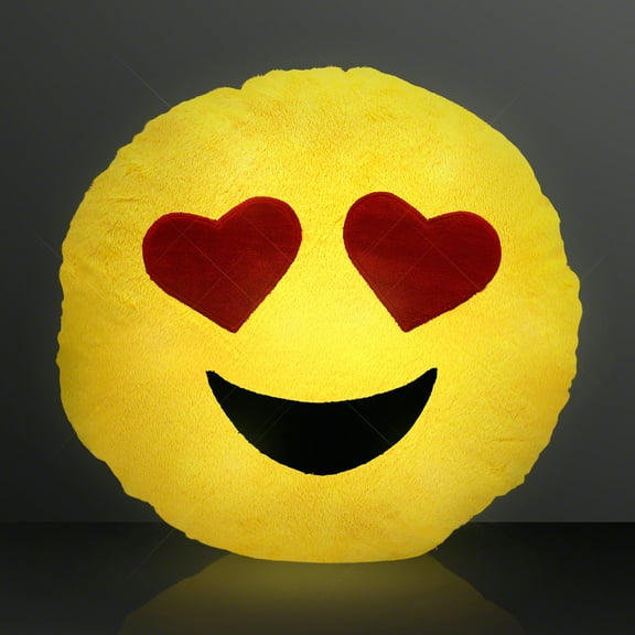FlashingBlinkyLights Light Up Emoji Pillow with Heart Eyes