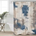 thumbnail image 2 of Extra Long Shower Curtain 72x96 Inch, Brown Blue Shower Curtain Waterproof Bathroom Decor Vintage Abstract Art Modern Fabric Bath Curtain Set Accessories with Hooks, 2 of 6