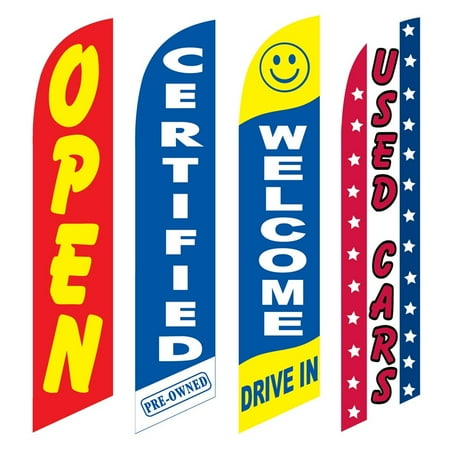 4 Advertising Swooper Flags Open Certified Pre Owned Welcome Drive In Used Cars