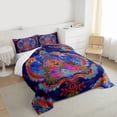 thumbnail image 3 of Homewish Western Hippie Damask Queen Comforter Set for Adult, Retro Mandala Flower Bedding Sets, Rustic Farmhouse Style Reversible Bedding Comforter Set, Luxury Bedroom Decor, 3pcs, 3 of 8