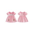 thumbnail image 2 of BemeyourBBs Toddler Baby Girl Summer Starfish Dress Plaid Gingham Short Sleeve Doll Collar Seashell Embroidery A-Line Dress Toddler Girls Casual Dress, 2 of 9