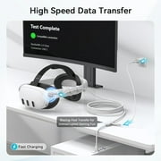 16ft Premium VR Link Cable with Charging, USB 3.0 Compatible with Meta Quest 3s, Oculus Quest 3/2/Pro, Pico 4, PC VR & Steam VR - Perfect White VR Accessory, Play While Charger