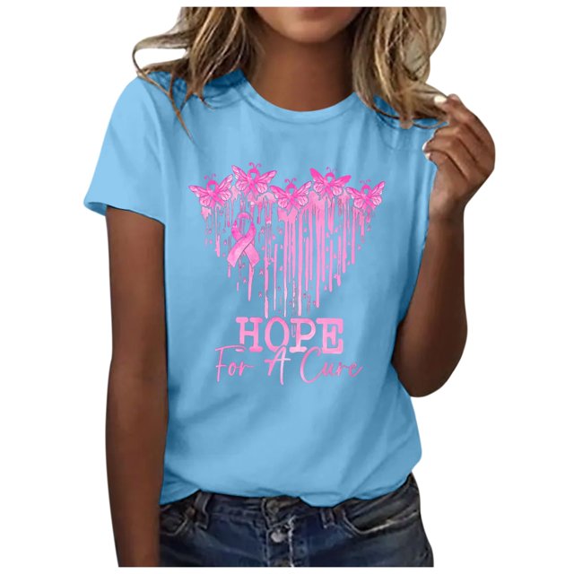YDLCAFD T-Shirt Cancer Femmes Sensibilisation au Cancer T-Shirts Ruban Manches Courtes Tee Graphique Hauts