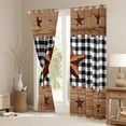 thumbnail image 3 of Homewish Texas Stars Blackout Curtains Set of 2 (52x84 Each) for Teens Boys Girls,Geometric Plaid Grid Window Curtains,Retro Western Farmhouse Theme Curtains and Drapes,Breathable Home Decor, 3 of 6