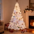 thumbnail image 4 of FHBVT 7ft White Artificial Christmas Tree Unlit Hinged Spruce Full Tree Metal Stand Realistic Full Bodied Xmas Tree for Indoor Outdoor Home Office Living Room Christmas Winter Holiday Festival Decor, 4 of 7
