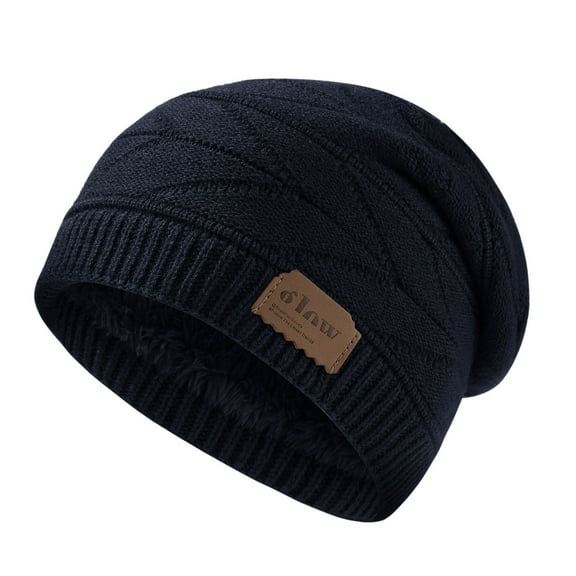 HNMKIU Hats for Men and Women Warm Woolen Cap with Earflap Outdoor Cold Weather Knit Hat with Velvet Thick Winter Headwear for Men Women Navy,One Size