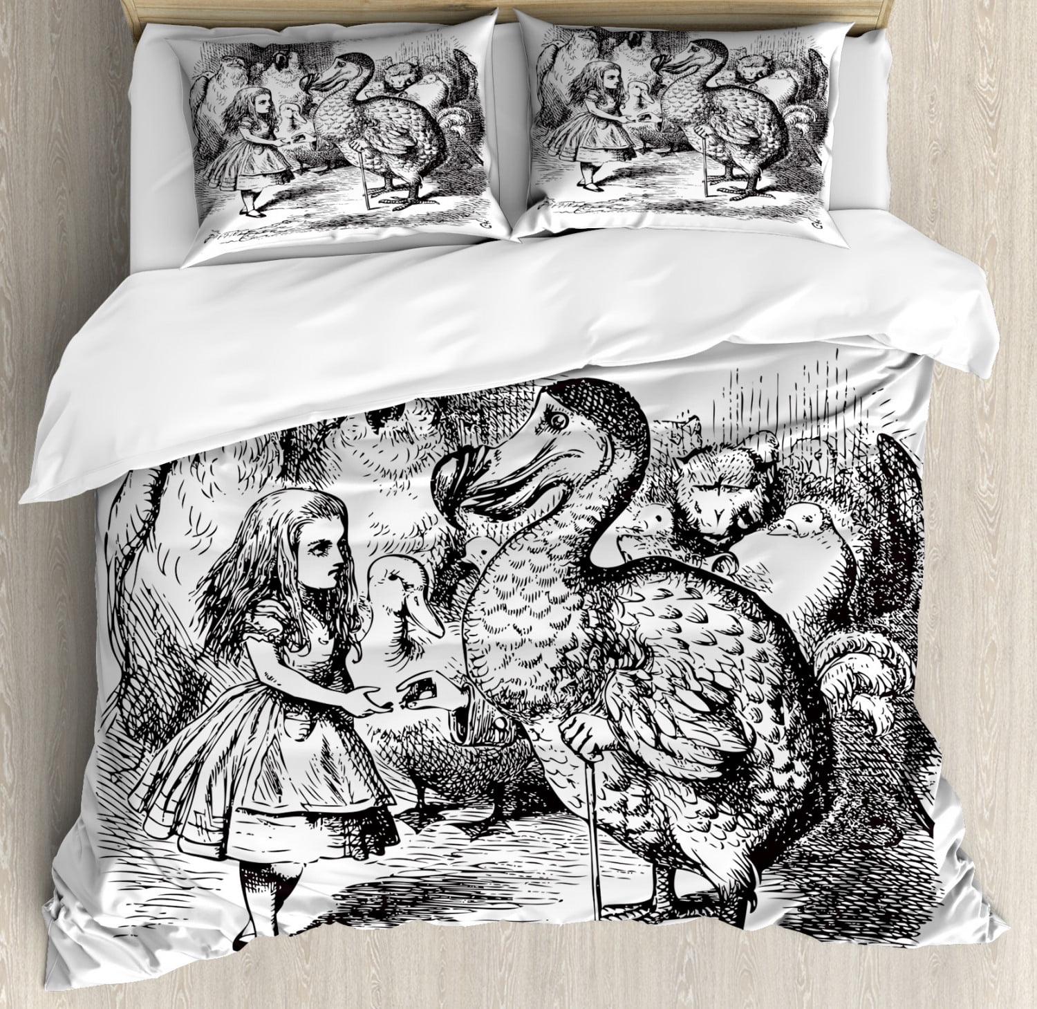 Kids King Size Duvet Cover Set Alice In Wonderland With Dodo
