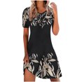 thumbnail image 2 of Fankiway Robe Décontractée à Col Rond pour Femmes Manches Courtes Imprimé Floral Robe Ample Robes de Plage Robes d'Été pour Femmes Robes pour Femmes Grande Taille Liquidation, 2 of 8