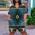 thumbnail image 4 of Rompers for Women Snoarin Plus Size Printed V Neck Short Sleeve Wide Leg Pants Overalls Jumpers with Pockets 2023 on Clearance, 4 of 6