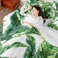 thumbnail image 4 of Feelyou Green Tropic Leaves Bedding Comforter Set 7 Pieces, Watercolor Plant Full Bedding Set, Summer Botanical Theme Reversible Fitted Sheet Flat Sheet, Ultra Soft Bedroom Decor, 4 of 8