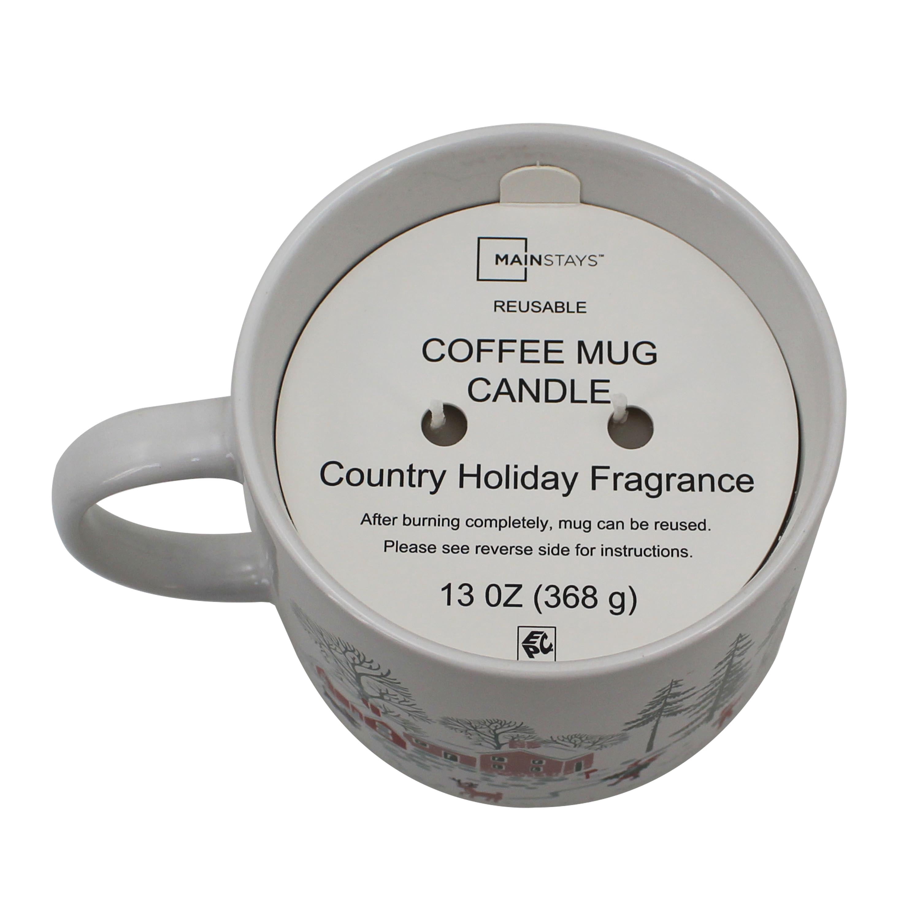 Mainstays 2-Wick 13 oz Reusable Holiday Coffee Mug Scented Candle, Country Holiday