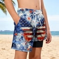thumbnail image 5 of MKOSPLRT Boys Patriotic Swim Trunks with Lined Kids Summer Beach Shorts 2 in 1 Running Athletic Shorts 4th of July Bottoms with Pocket 9-10 Years, 5 of 10