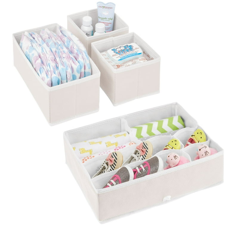 mDesign Fabric Drawer Organizer Bins, Kids/Baby Nursery Dresser, Closet,  Shelf, Playroom Organization, Hold Clothes, Toys