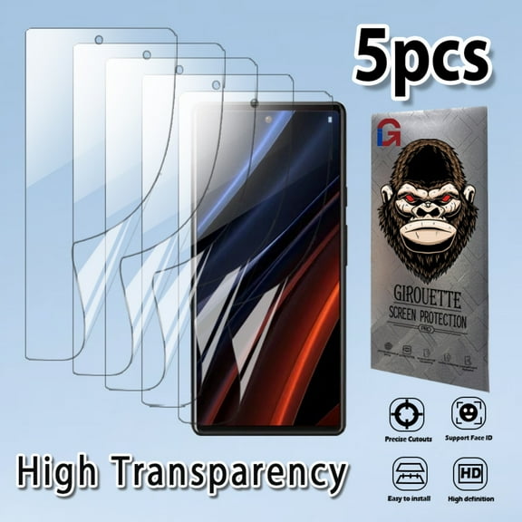 GIROUETTE [5PCS] HD Hydrogel Film for Google Pixel 6，Pixel 6a，Pixel 6 Pro，Pixel 7，Pixel 7a，Pixel 7 Pro Anti Scratch，Soft Screen Protectors，HD Protective Film