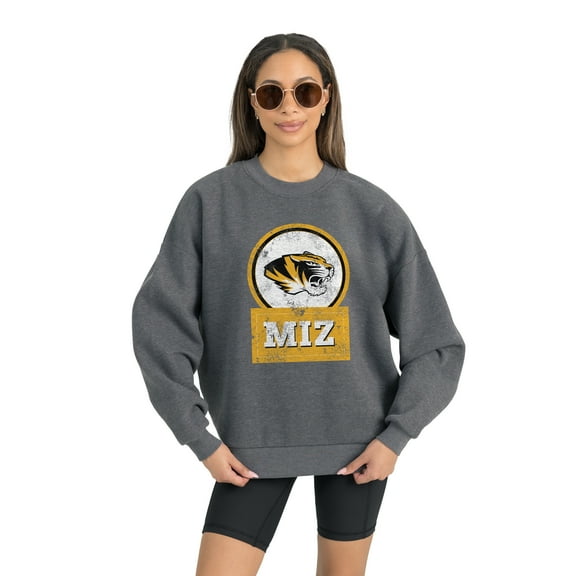 Women's Gameday Couture Missouri Tigers Charcoal Oversized Drop Shoulder Fleece Drop Pullover Sweatshirt