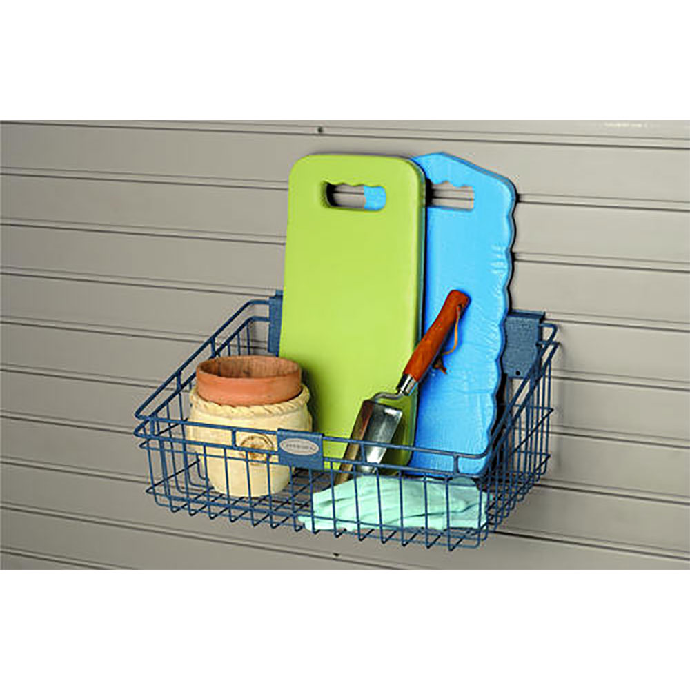 Suncast Storage Trends 12 Inch x 18 Inch Slatwall Mounted Wire Basket, Blue