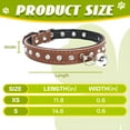thumbnail image 2 of TELOLY Puppy Collar,Cowhide Lychee-Grained Imitation Leather Small Dog Collar for Small and Medium Dogs and Cats,Shiny Rhinestone Bell Cat Collars for Boy Cats,Brown,Xs, 2 of 7