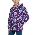 thumbnail image 2 of Kdxio crystal Skull flower cool Pattern Boys Athletic Unisex Boys Girls Hoodie with Pocket Sweatshirts-Large, 2 of 6