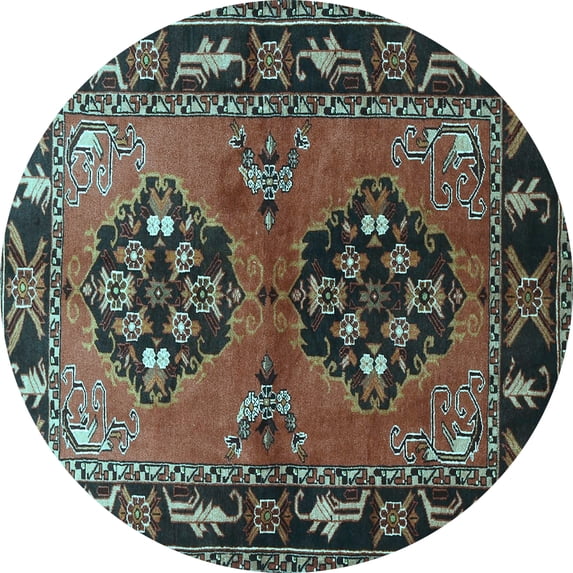 Ahgly Company Indoor Round Persian Light Blue Traditional Area Rugs, 3' Round