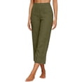 thumbnail image 3 of Pantalon Capri en Lin pour Femmes, Coton, Jambe Droite, Ample, Court, P, 3 of 6