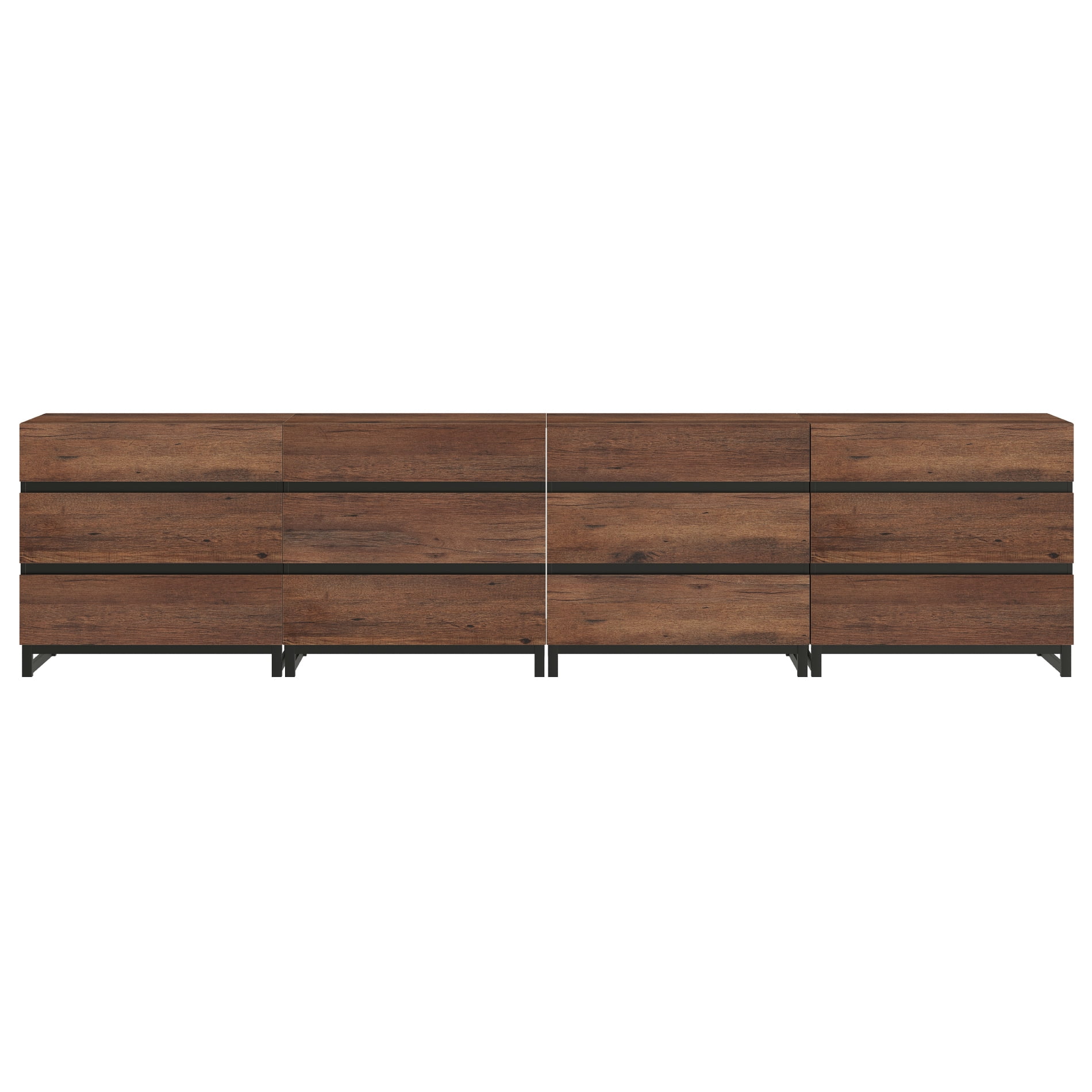WAMPAT Dresser for Bedroom, Closet Organizers and Storage with 12 Drawers, Chest of Drawers with Metal Base, Wooden Modern Dresser for Living Room, Bedroom, Entryway, Brown