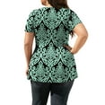 thumbnail image 3 of Enwejyy Womens Summer Short Sleeve V-Neck Floral Print Pleated Loose Fit Basic T-Shirts Plus Size, 3 of 5