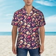 thumbnail image 2 of Gukieu music Skull record Guitar Print Men's Short-sleeved Shirts, Button-down Lapel Hawaiian Shirts, T-shirts, Beach Vacation Summer Casual Wear,3X-Large, 2 of 7