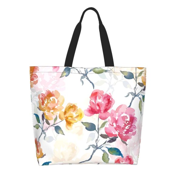 Naloa Colorful Flowers Tote Bag for Women Large Capacity Shoulder Bag for College Work Travel Shopping