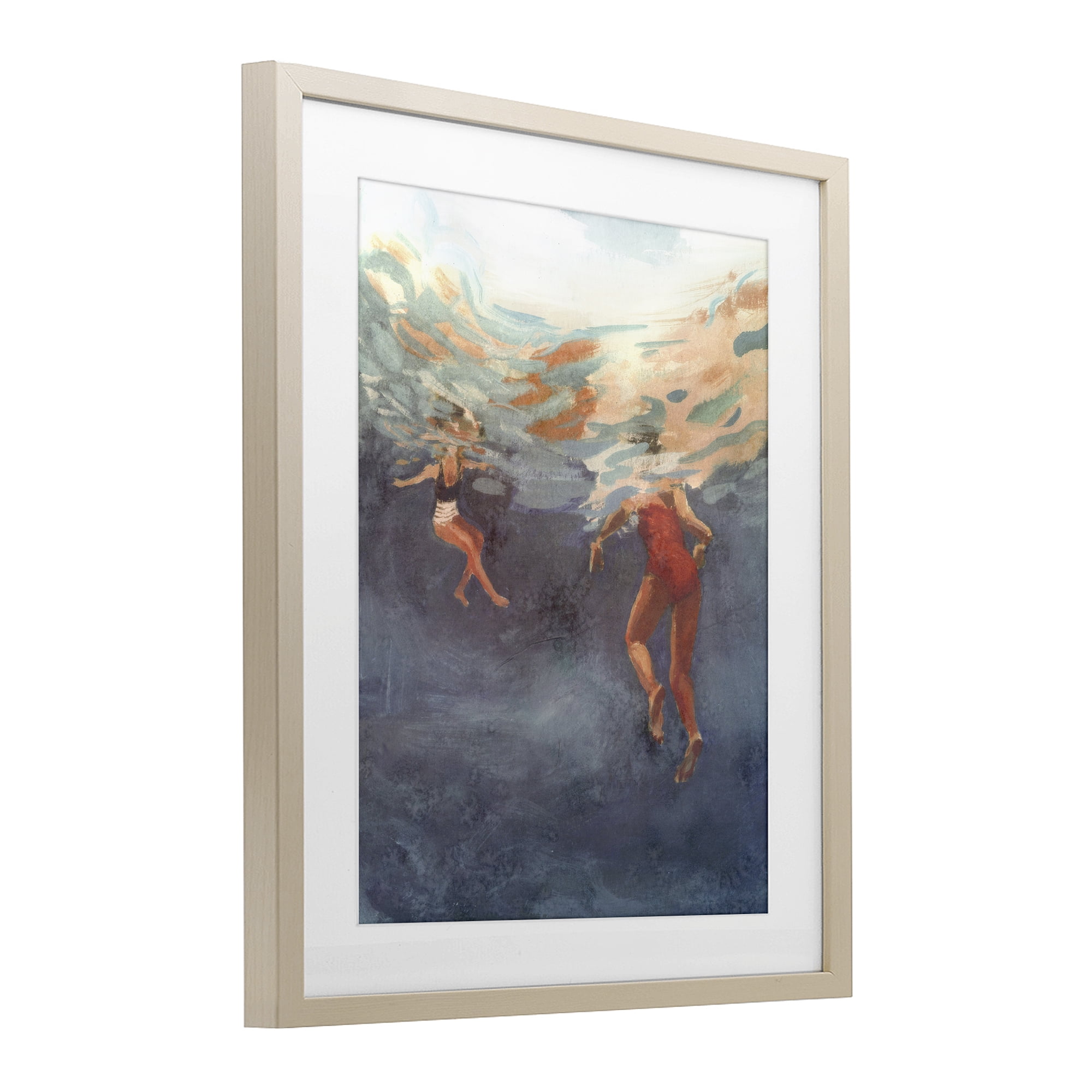 Stupell Industries Summer's Dance Swimmers Birch Framed Print Under Glass, design by Victoria Barnes