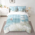 thumbnail image 2 of Manfei White Blue Lighthouse Bedding Sets Full Size,Oil Painting Comforter Sets with Sheets,Ocean Theme Bed in a Bag Full Size,Lightweight Bedroom Decor,7-Piece, 2 of 7