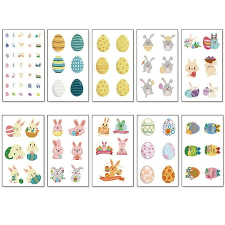 Easter Eggs Stickers And Bunny Tattoo Transfer Paper For Party Favor Waterproof Temporary Tattoos For