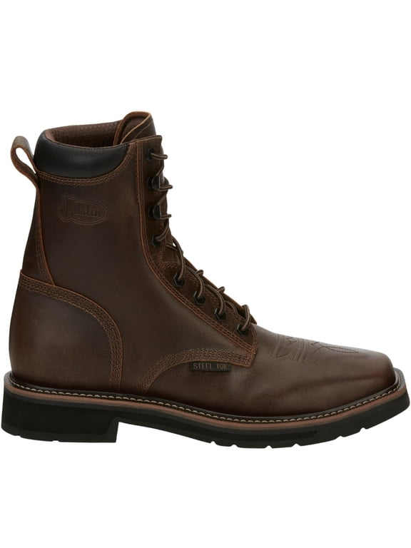 Men's Pulley Lace-Up Work Boot Steel Toe Brown 8.5 EE US