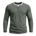 thumbnail image 5 of JTSRKL Mens Stylish Fake Two Piece Tops Crew Neck Button Placket Business Casual Long Sleeve Pullover Breathable Soft Textured Shirts, 5 of 9