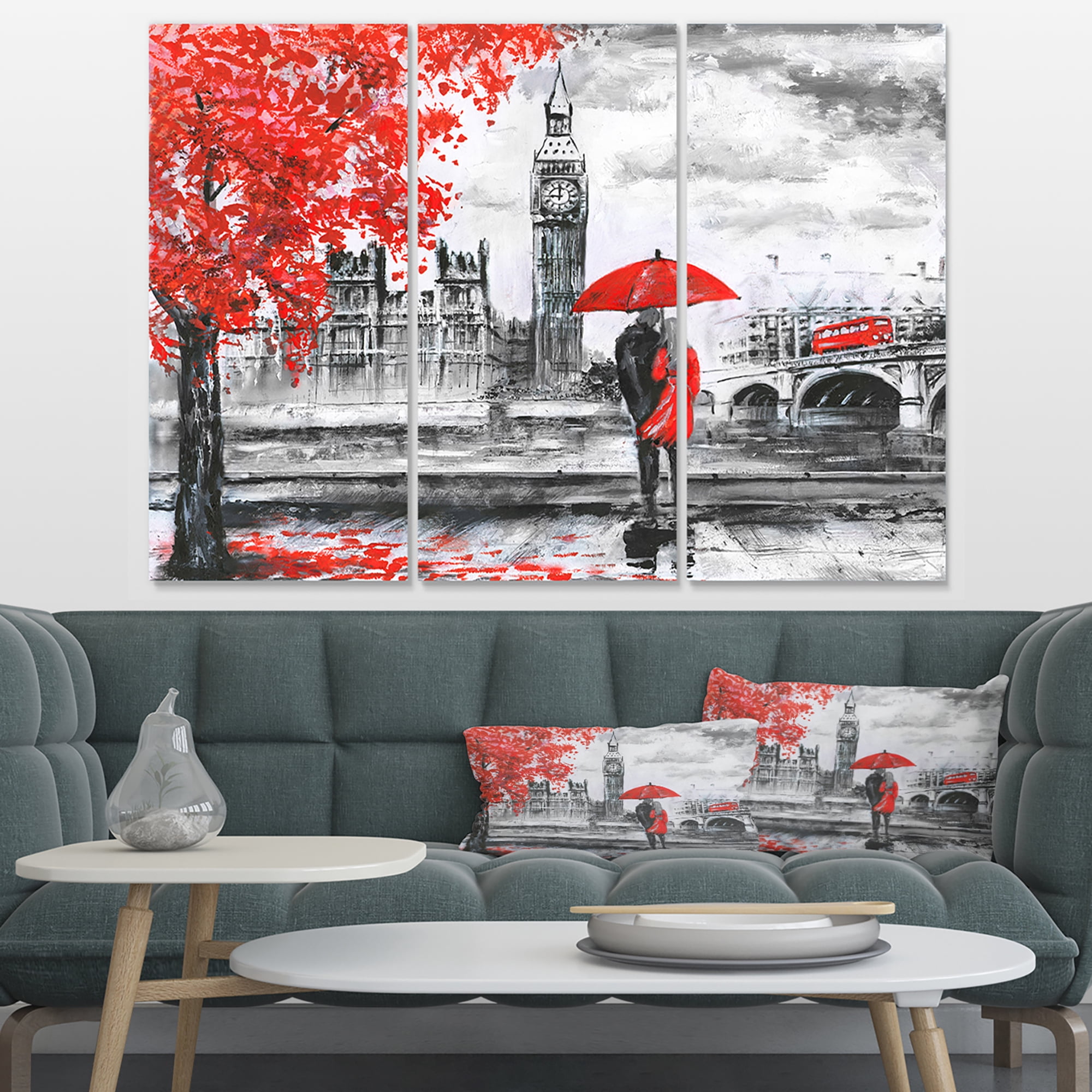 Designart 'Couples Walking in Paris ' Landscape Canvas Art Print