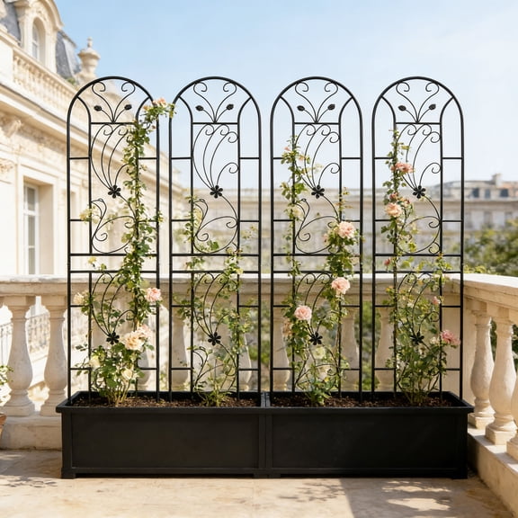 86" H - 4 pcs Heavy-duty Garden Trellis  Metal Rustproof Climbing Plant Supports Easy Assembly