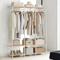 thumbnail image 2 of LEDREM Heavy Duty Garment Rack , Iron and Wood Closet Organizer with Hanging Rods & Shelves , Freestanding Storage for Bedroom , 70.9 Inch ,Natural Beige, 2 of 5