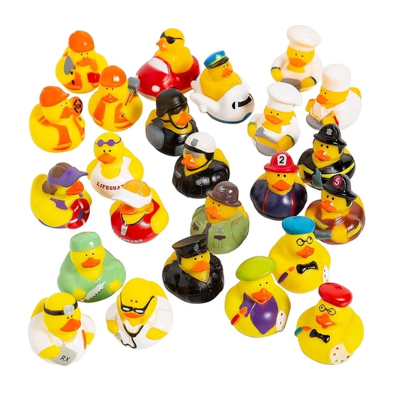 Fun Express 2" Bulk 96 Pieces Career Rubber Duck Assortment