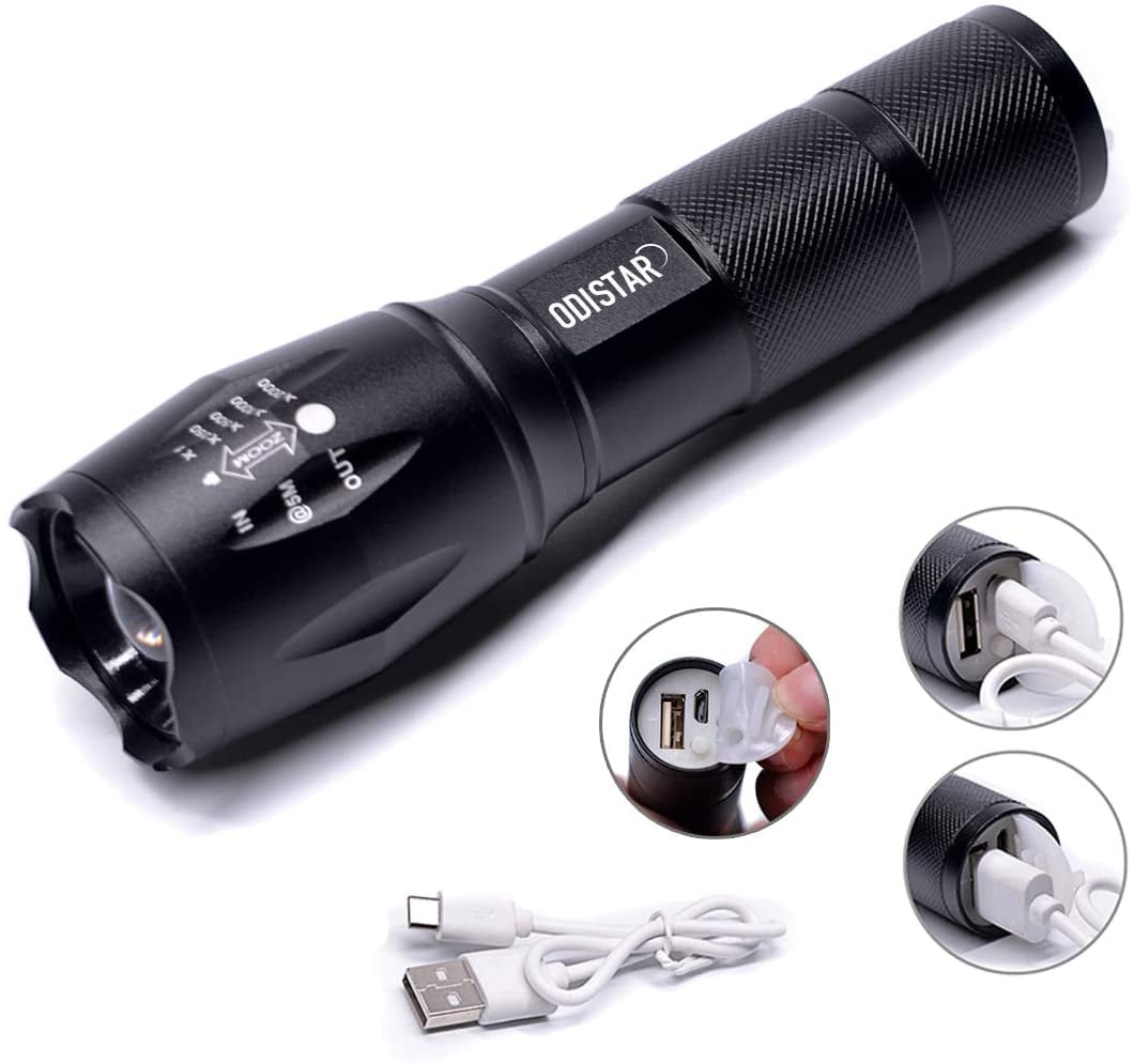 USB Rechargeable LED Spotlight Flashlight Odistar Portable Searchlight Multif... 