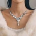 thumbnail image 6 of Silver Jewelry Set, Crystal Necklace, Alloy Elegant Bridal Jewelry Set with Imitation Crystal Embellishment not Easy to Deform or Wear to Increases the Decorative Effect and Brightens Your Eyes, 6 of 7